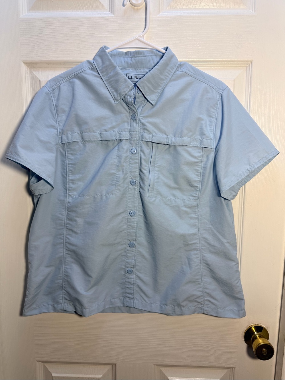 L.L. Bean Light Blue Short-Sleeve Button-Down Shirt